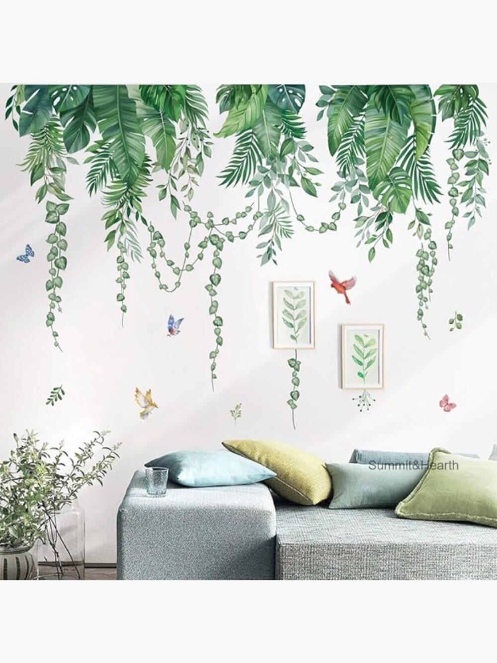 Large Peel and Stick Wall Decals, Tropical Leaves Design, Waterproof Vinyl